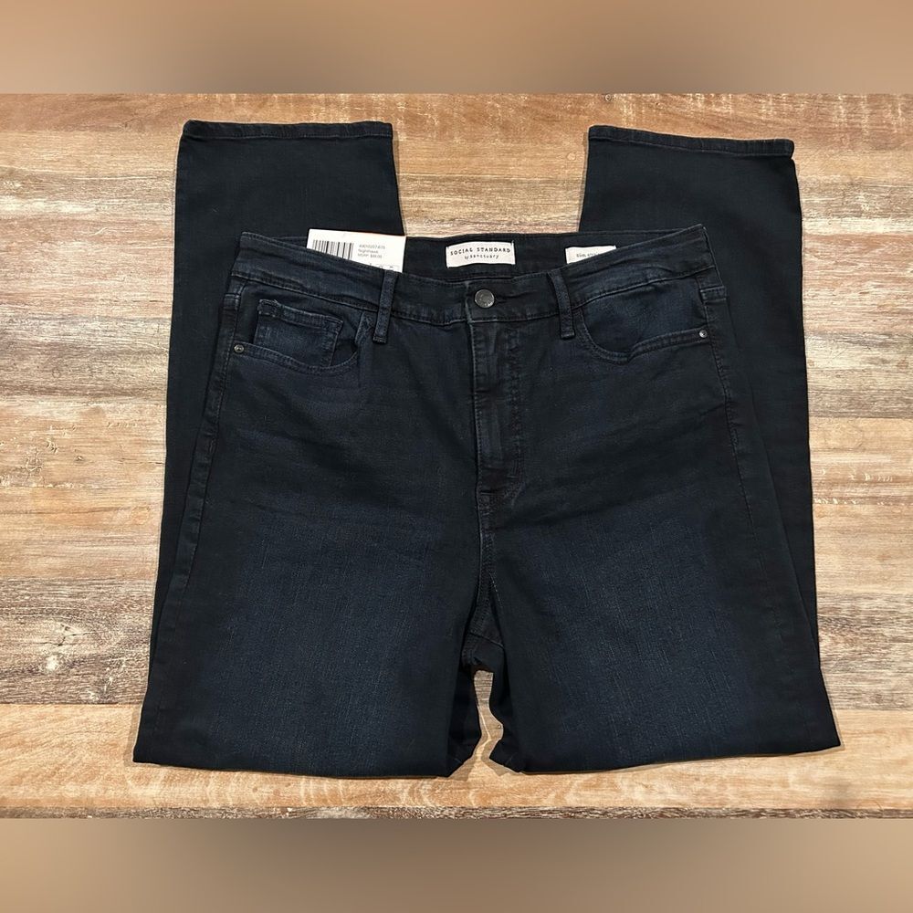 Social Standard by Sanctuary Slim Straight Women's Jeans Size 12 Dark Indigo
